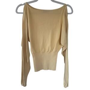 VTG Forever 21 Butter Yellow Cold Shoulder Drop Waist Top est Size XS-M